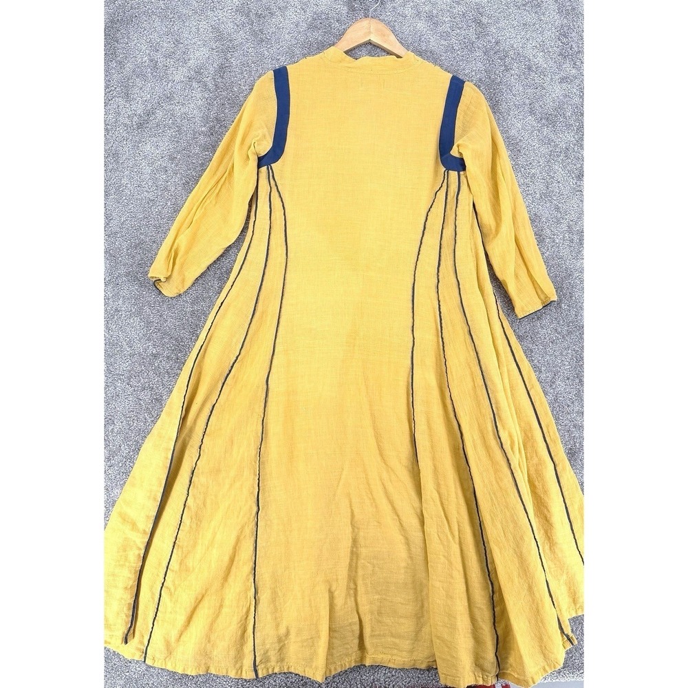 Rentiyo Handwoven Khadi Cotton Anarkali Yellow A-Line Kurta Size XS - Picture 7 of 8